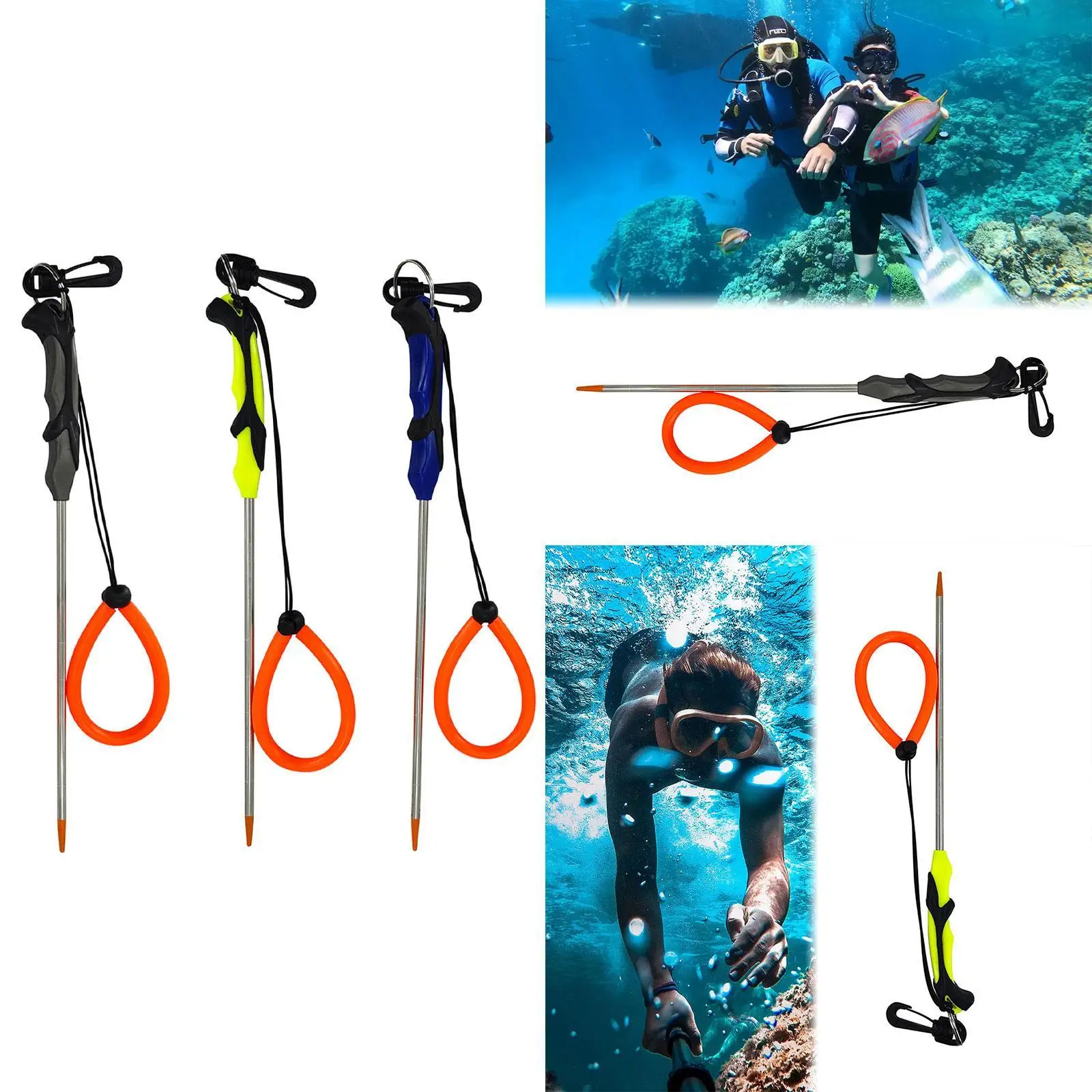 Scuba Diving Stick Stainless Steel with Scale, Handheld Diving Pointer Rod