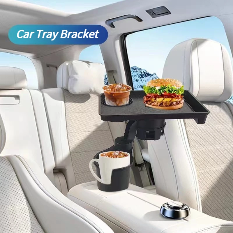 GM Cup Holder Tray, Adjustable Double Cup Holder, Car Dinner Tray, Expandable Stand, 360 Degree Rotation