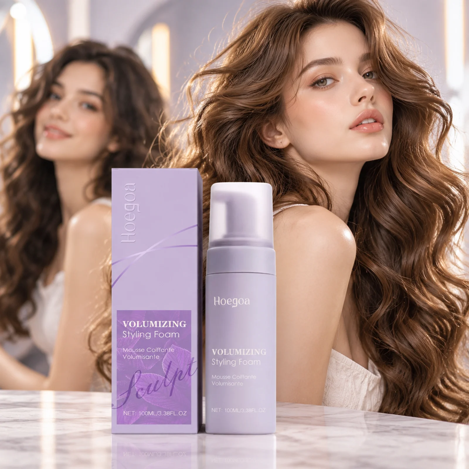 Hoegoa Volumizing Styling Foam Gentle Cleansing Nourishing Hair Follicles Long Lasting Lifting Effect Hair Styling Mousse 100ml