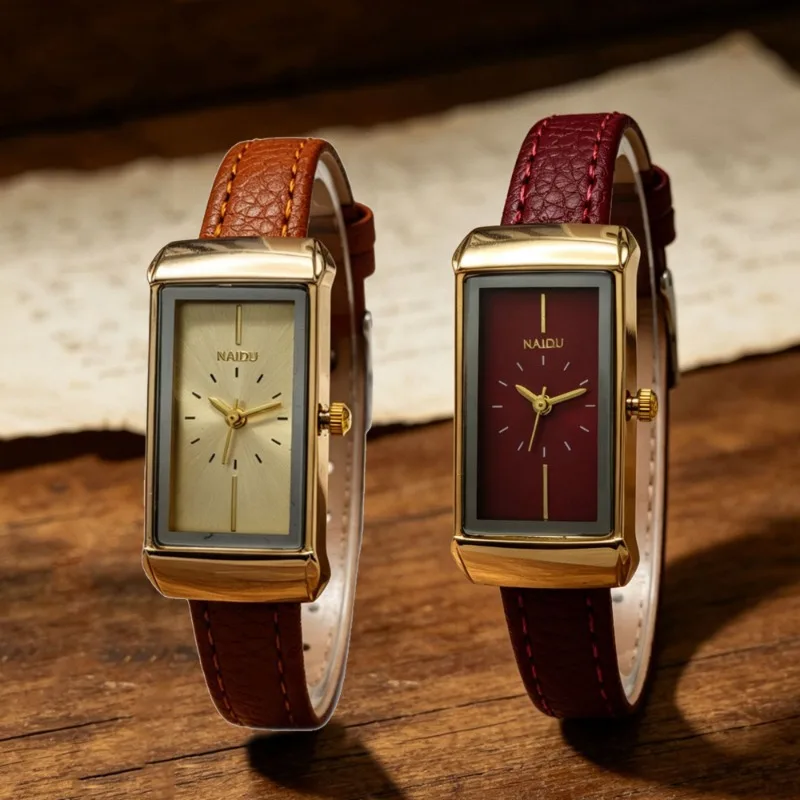 Fashion Women Watch Leather Strap Rectangular Dial Quartz Watch Luxury Wristwatches Gift  Relojes Para Mujer Wholesale Clock