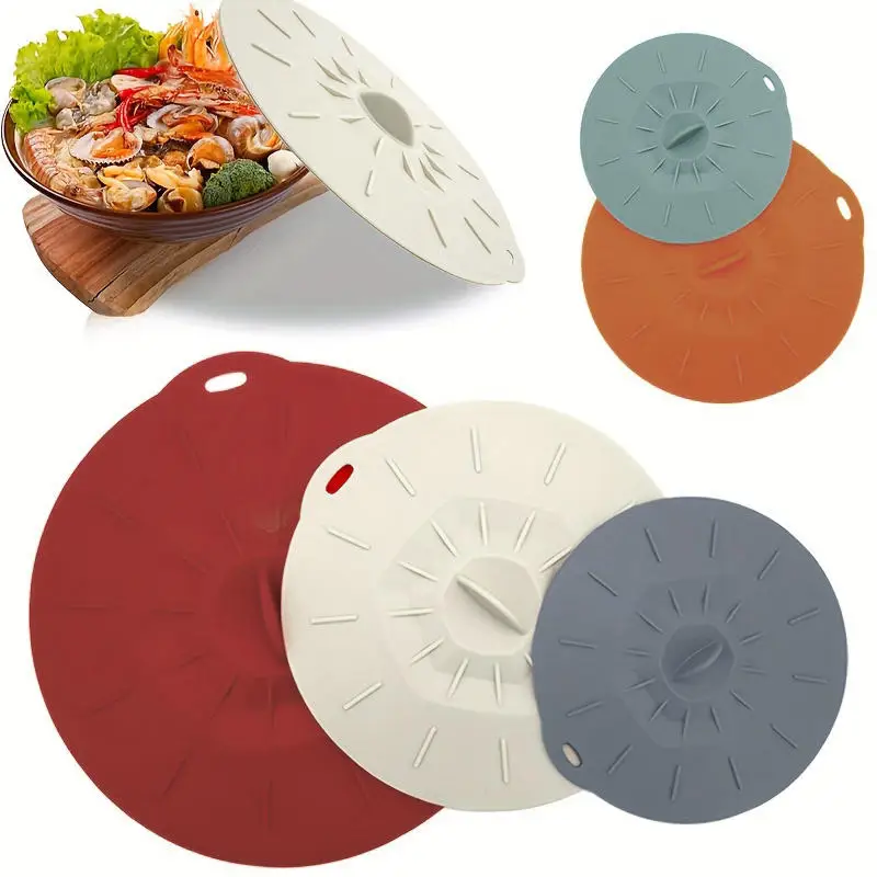 Couvercle de conservation en Silicone, 5 pièces, Anti-débordement, Anti-fuite, couvercle de Pot en Silicone, résistant aux hautes températures, couvercle d'étanchéité facile à nettoyer
