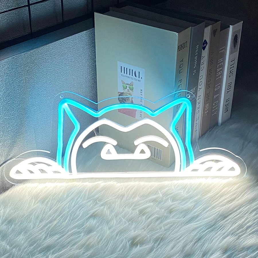 Cat Neon Sign for Wall Decor,Anime Cat Night Light for Living Room,Girls Bedroom,Pet Shop,Game Room, Man Cave, Birthday Gift