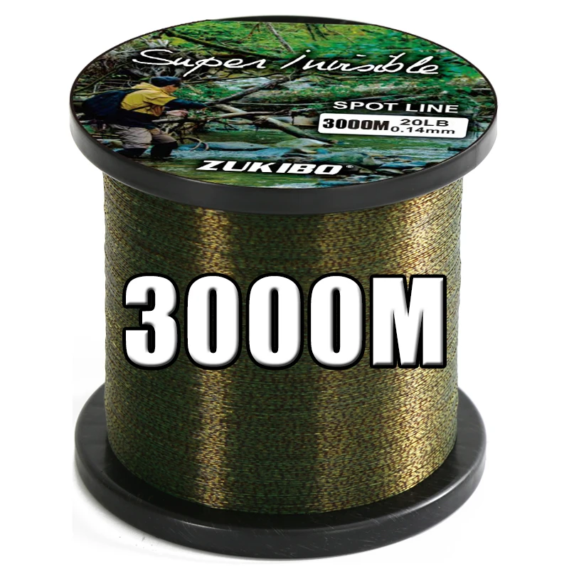 Zukibo 3000m unsichtbare gefleckte Angelschnur Japan super starke Mono filament schnur Fluor kohlenstoff beschichtete Nylon fliege Waschbecken Schnur Pesca