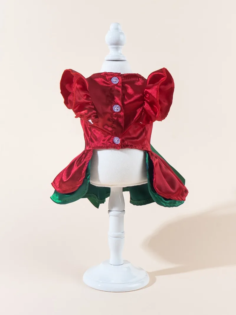 Doppellagiges festliches Kleid mit Schleife für Haustiere, Herbst-Winter-Hundekleidung, Katzenrock, Katzen- und Hundekleid, Haustierbekleidung, Festtagskostüm für Partys – Detail 10