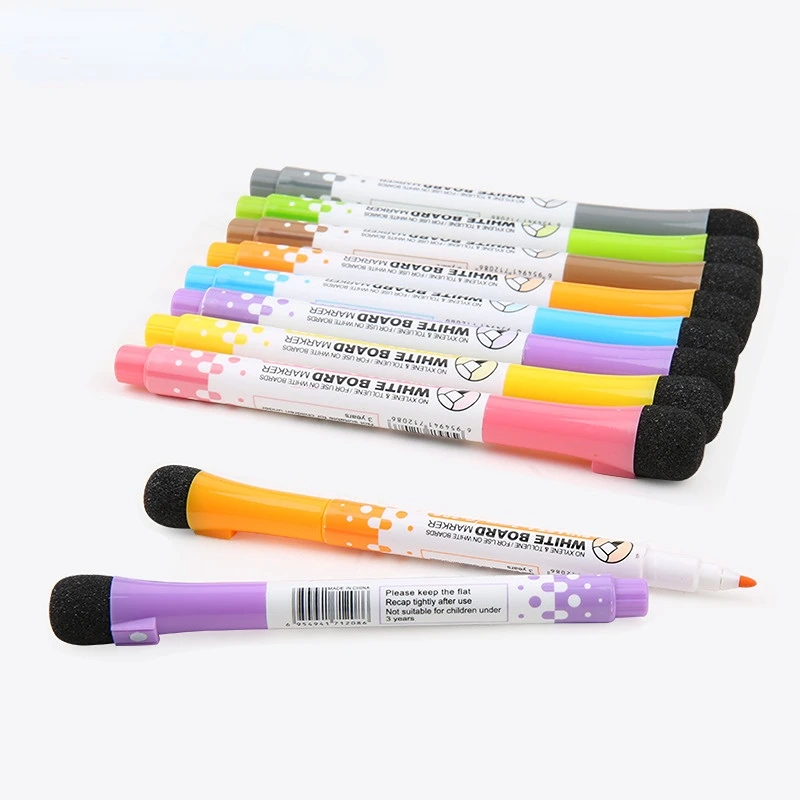 

12Pcs Whiteboard Markers Erasable Liquid Chalk Markers with Eraser Office Supplies 8 Colors Quick Drying