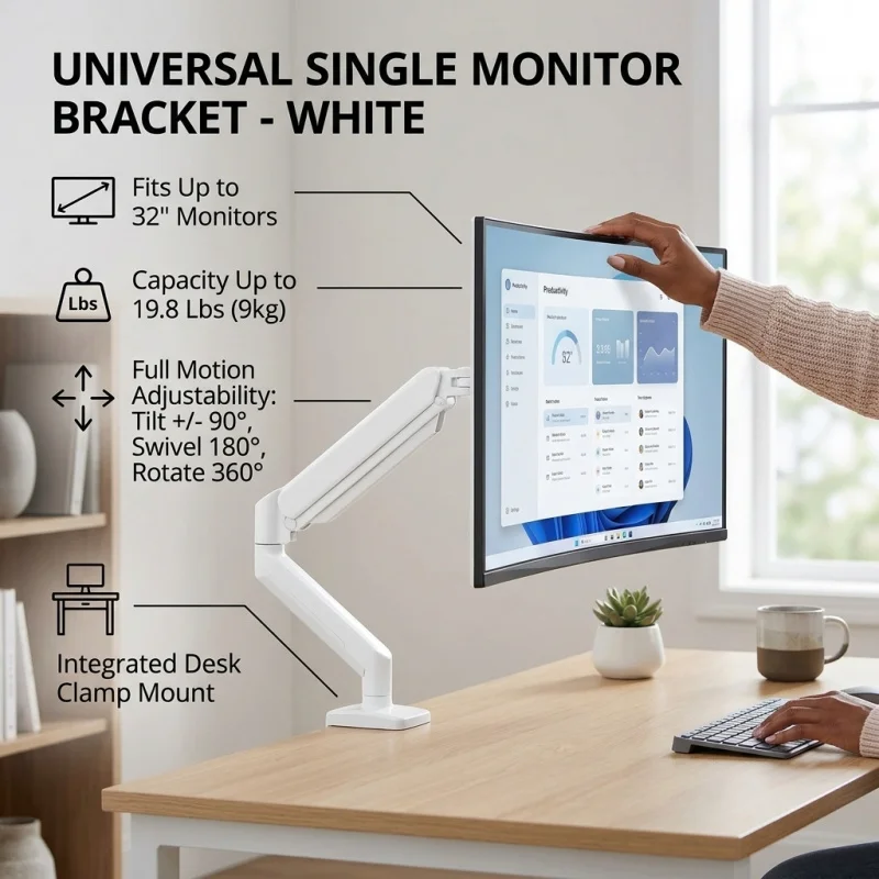 

Universal Single Monitor Arm Bracket Adjustable Computer Desk Mount Stand Heavy Duty Monitor Arm Brazo Para Monitor Up To 32inch