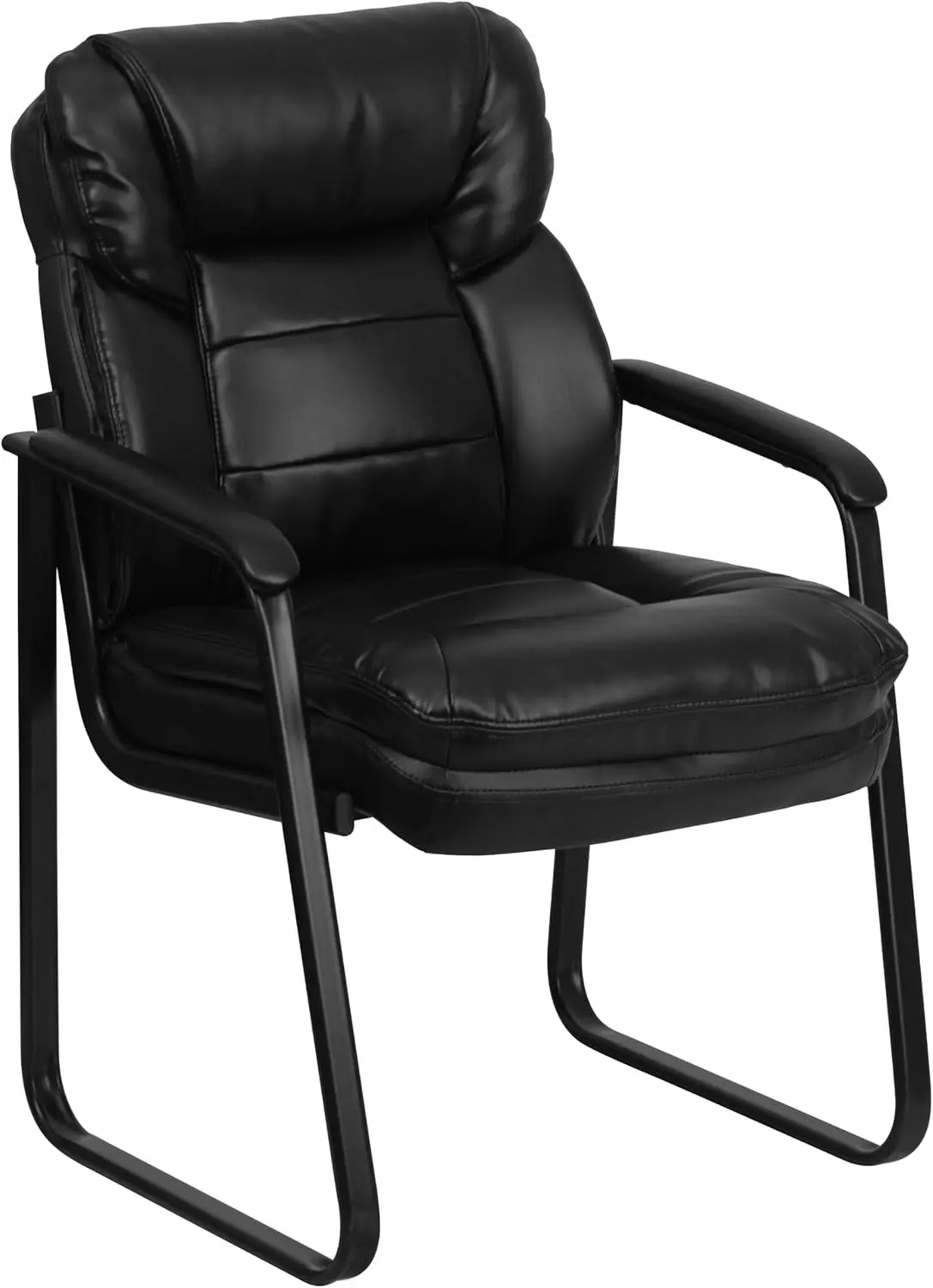 LeatherSoft Executive Office Chair with Padded Arms and Sled Base, Comfortable Reception Side Chair for Living Room or Office