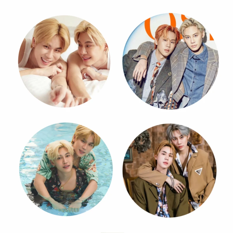 4PC/SET Bounprem Magazine Cover Photo Thai TV Hemp Rope Drama Stills Picture Badge Bang Brooch Bag Decor Pins