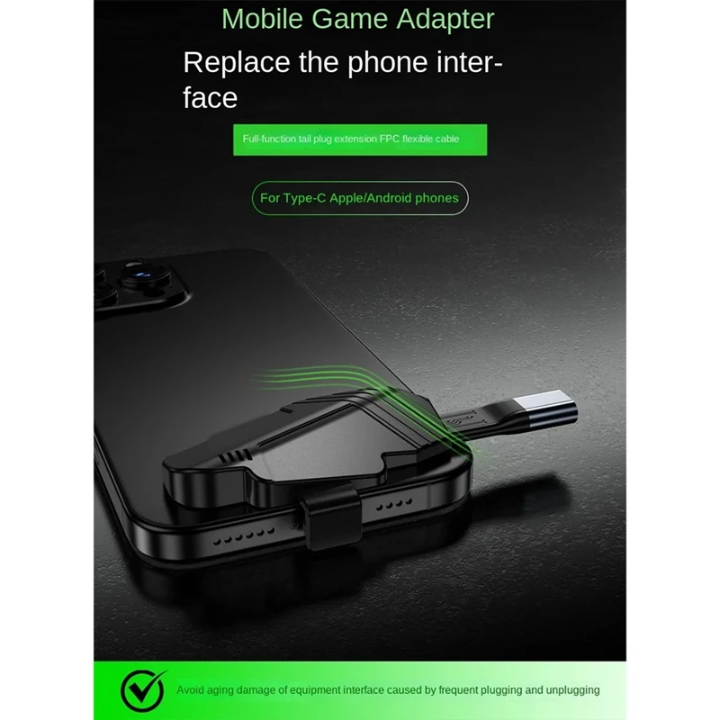 

Универсальный разъем для зарядки Type-C, преобразователь порта зарядки USB-C, хвостовая вилка для мобильного телефона, удлинительный кабель, игровой конвертер-A86Z