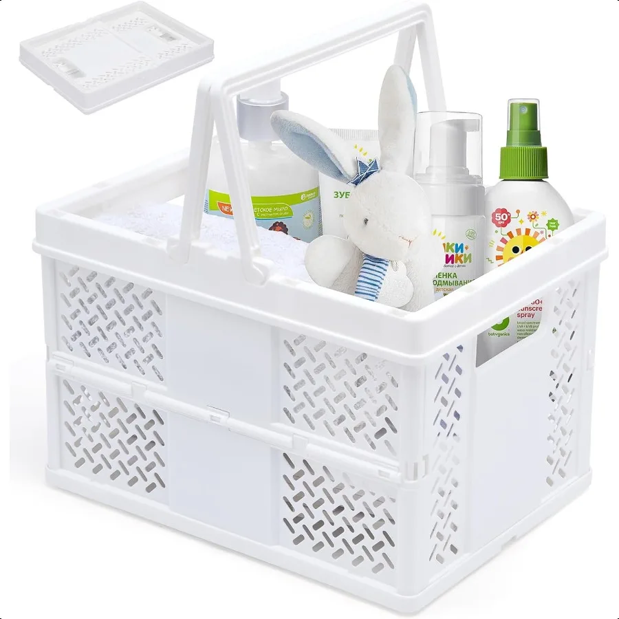 

Portable Plastic Shower Caddy with Handle MultiFunctional Organizer for Dorm Bathroom and Cleaning Supplies Storage Collapsible