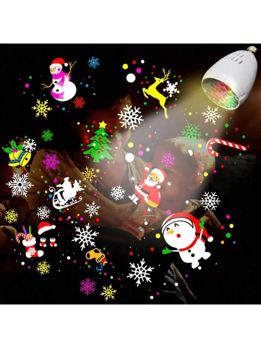 E27 Interface Christmas Pattern Projection Bulb, LED Ambience Light for Family Gatherings and Weddings, Indoor Festival Light
