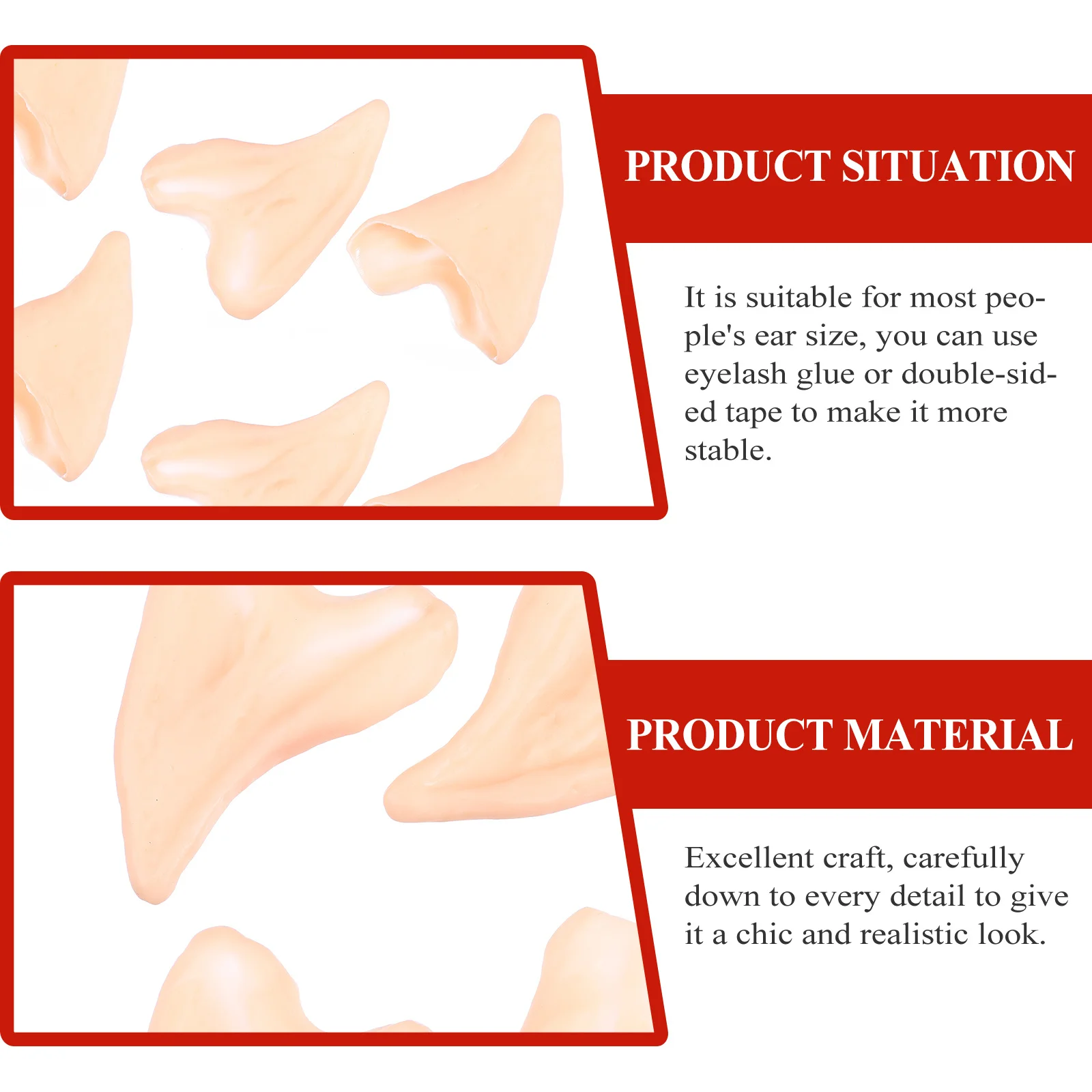 10 قطعة إكسسوارات أذن قزم الهالوين من اللاتكس فستان مُصمم حسب الطلب دعائم مكياج للحفلات آذان وهمية ملحقات تنكرية للأداء