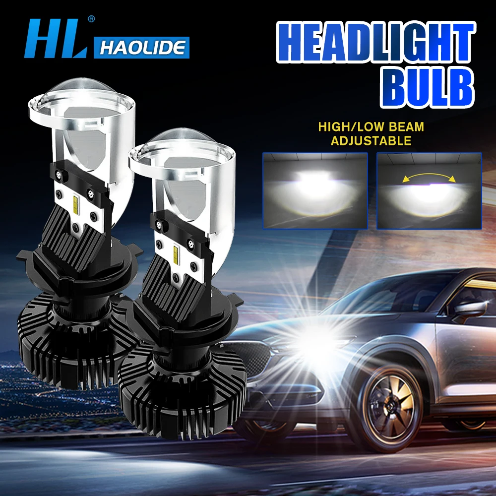 Image of UNISHINE 55W/LED-Lampe H4 Mini-Projektorlampe 6000K für Autos Motorrad LED-Linsenlicht Auto-Scheinwerfer 12V 24V H4 CANBUS für Offroad-Einsatz