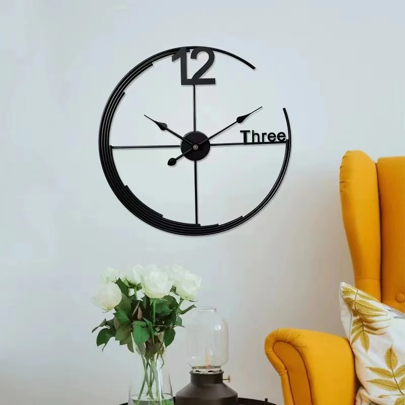 

&c 60CM Dropshipping Creative Light Luxury Nordic Gold Wall Clock Metal Pointer Retro Simple Home Decor Art Hanging Clock Silent