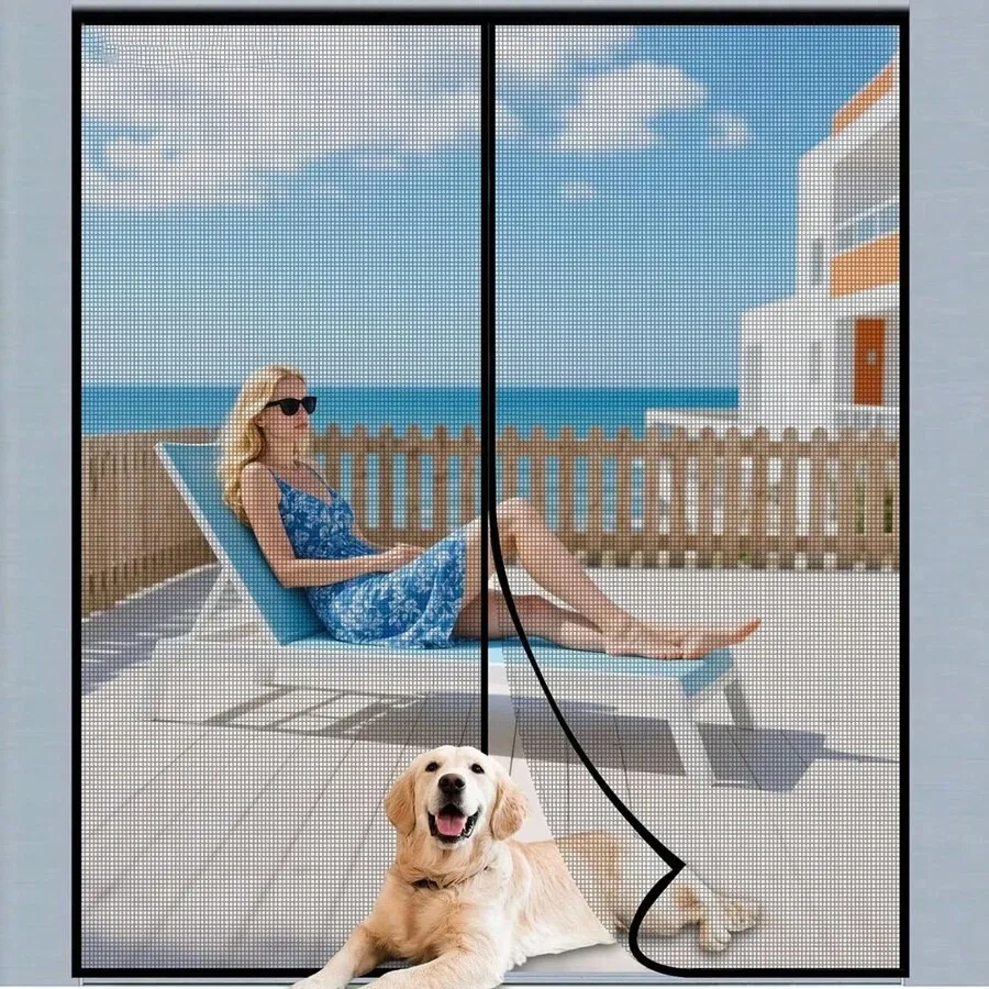 1pc Magnetic Suction Door Screen, Mosquito Net, Curtain, Flying Insects, Automatic Door Closer For Kitchen And Living Room