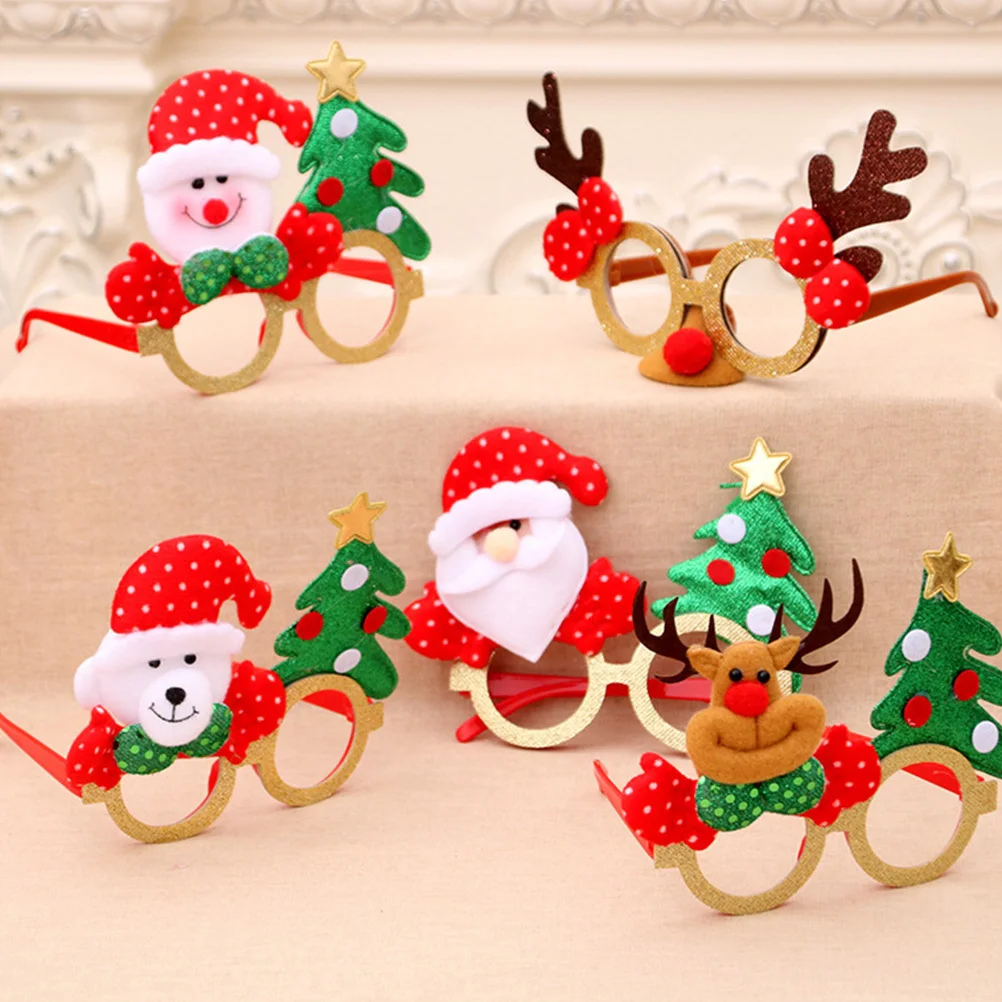

5Pcs Fun Christmas Glasses Party Sunglasses Photo Props Cartoon Antler Santa Claus Snowman Deer Bear Glasses