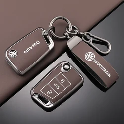 Car Flip Key Case Cover Shell For VW Volkswagen Golf 7 MK7 Tiguan MK2 For Seat Ateca Leon FR 2 Ibiza Remote Keychain Accessories