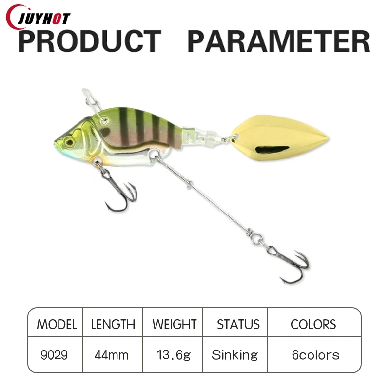 Road Runner Bait 4.4cm/13.6g Full Swimming Vib Mimic Bait Spinning Metal Ribbon Sinker Bait Sanbon Hook Fishing Bait