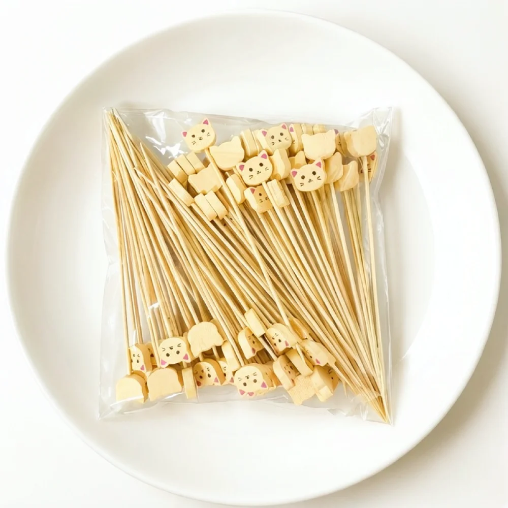 Eco Friendly Bamboo Food Picks For Party Decoration Cartoon Animal Skewers For Dessert Appetizer Buffet Catering Supplies