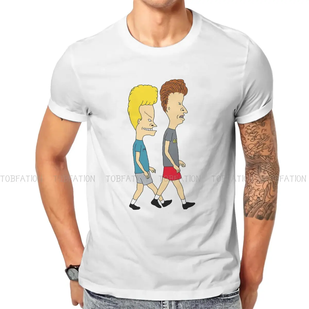 Walk Beavis and Butthead Funny Sarcastic Cartoon Men Polyester T Shirt Vintage Fashion Crewneck TShirt Harajuku Streetwear