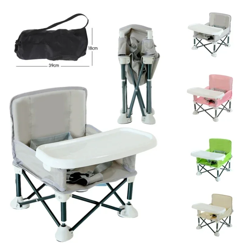 Asiento de refuerzo para bebé, silla de comedor portátil, plegable, de viaje, con alimentación, para exteriores y playa