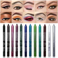 Lápiz Delineador de ojos de larga duración de 14 colores pigmento impermeable delineador de ojos verde marrón amigable suave maquillaje de ojos Punk de alta pigmentación