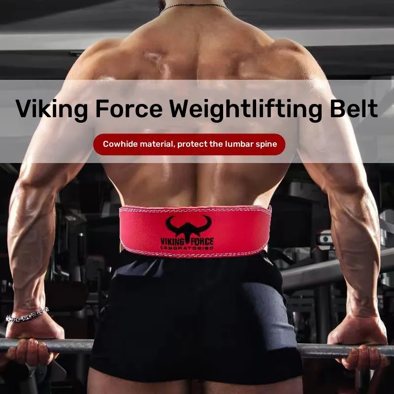 Cowhide Weightlifting Belt for Men and Women Embroidery Viking Fitness Workout Belt for Gym Powerlifting Back Support Protection