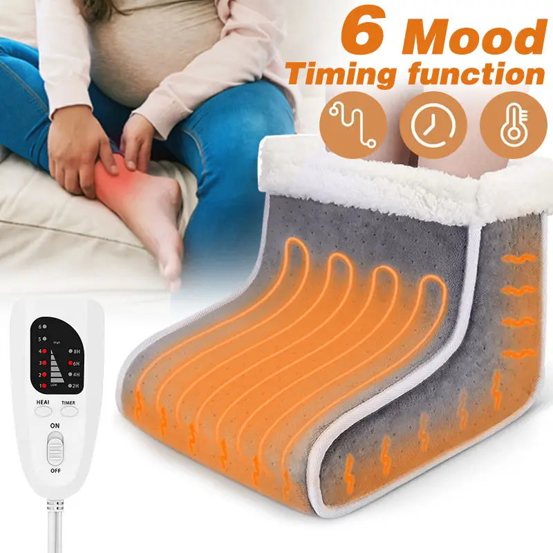 Winter hot sale Electric Heated Foot Warmers  Super Soft Feet Heating Pad  6-Level Heating Foot  Boots for men and women