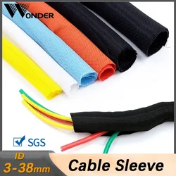 Manguito de Cable de cierre automático, funda trenzada extensible PET, gestión de línea automática, envoltura de Cable de tubo Flexible, protección aislada