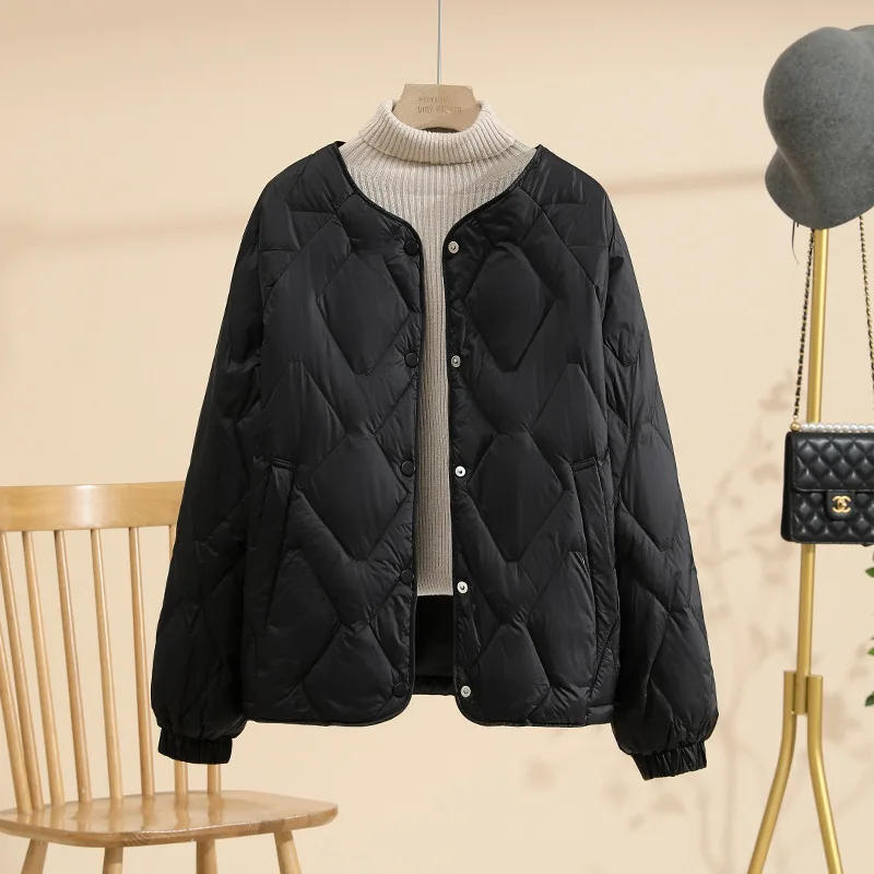 Korean Fashion O-neck Short Women 90% White Duck Down Ultra Light Down Jacket 2024 New Arrivals Female Solid Puffer Coat