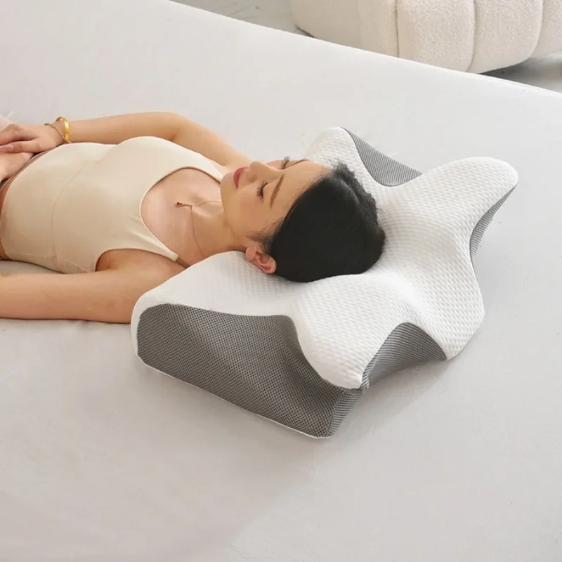 Class A butterfly pillow cervical spine memory cotton pillow core slow rebound does not collapse single sleep memory pillow.