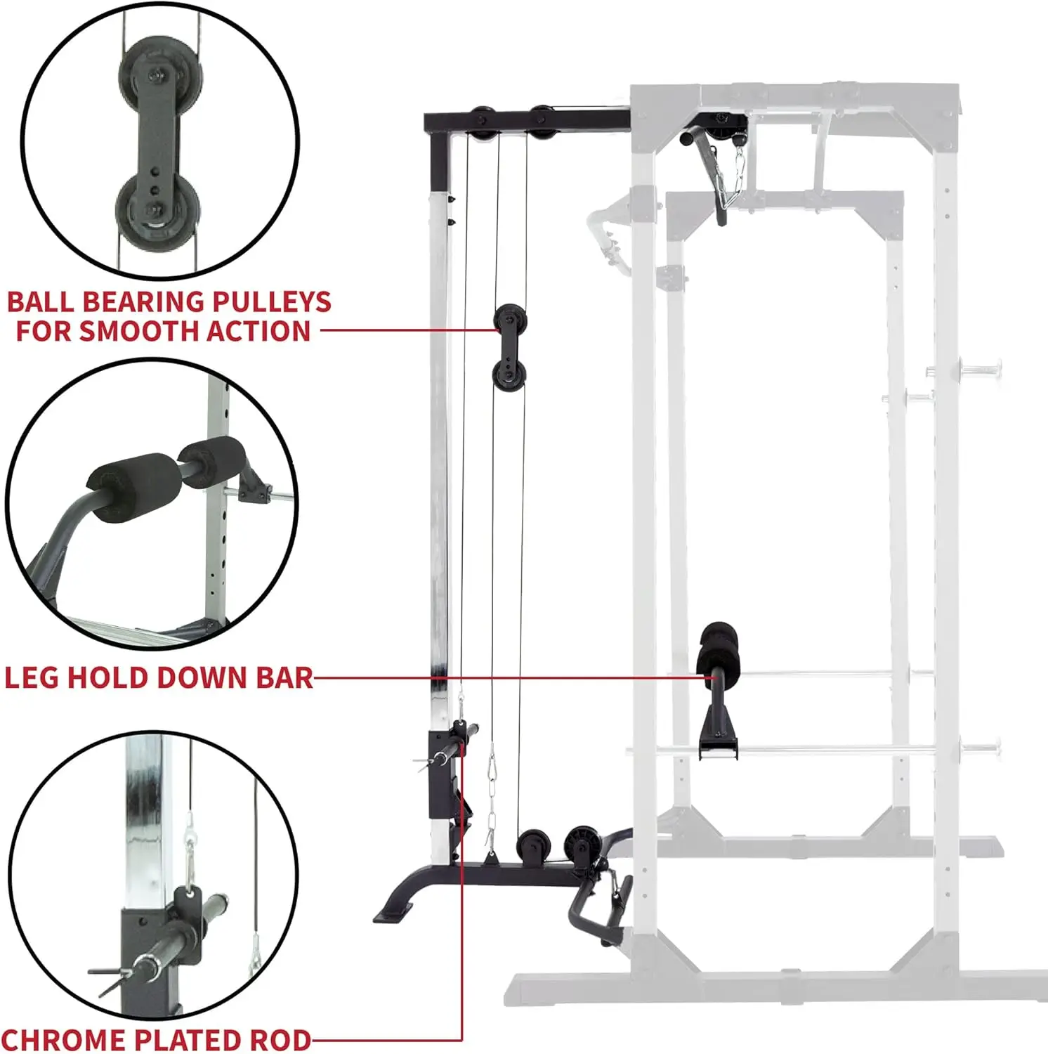 Squat Rack Power Cage | Optional LAT Pulldown & Leg Holdown Attachment | Squat and Bench Rack Combos | Super