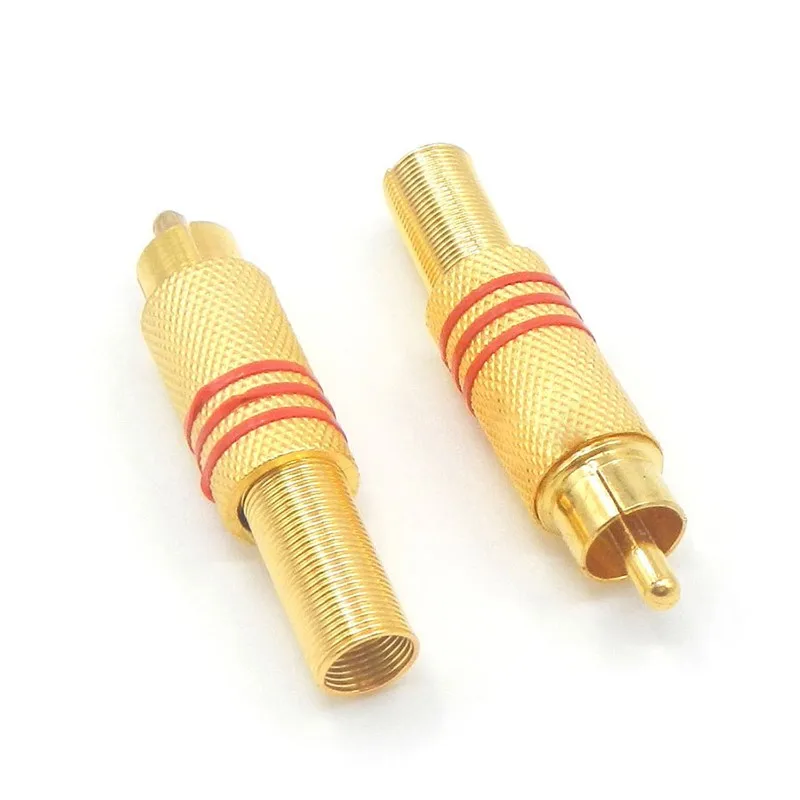 Gold-plated Av No-soldering Head Lotus Port Pure Copper Converter Head Audio Video Av Connector Rca Plug Monitoring Head Plug-In