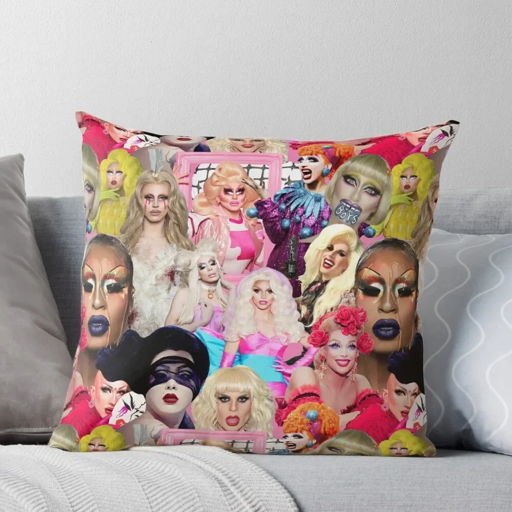 

rupaul drag race collage Throw Pillow Christmas Pillow Cushions For Children Cushions Pillow