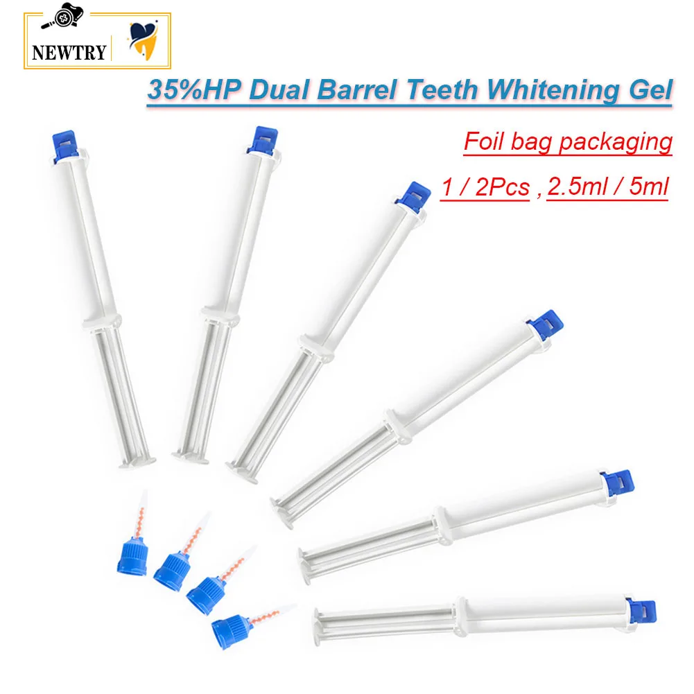 35% HP Dual Barrel Teeth Whitening Gel Dentist Clinic Gingival Barrier Dental Tooth Bleaching Whitener Hydrogen Peroxide 2.5/5ml