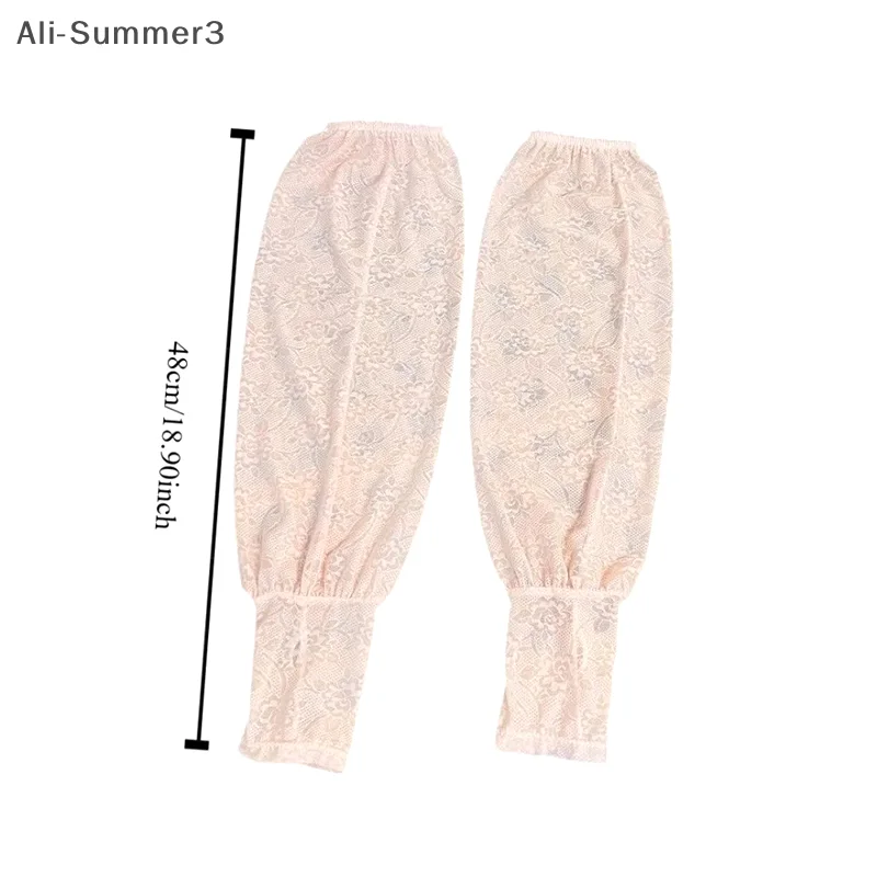 لطيف رقيقة الدانتيل الحرير الجليد الأكمام المضادة للأشعة فوق البنفسجية الشمس حماية واقية من الشمس كم الذراع يغطي طويلة الأكمام قفازات ركوب الدراجات في الهواء الطلق