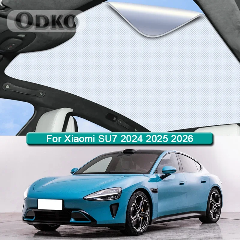 Car Roof Sunshade Fit For Xiaomi SU7 2024 2025 2026 Electrostatic Adsorption Sunroof Sunshade Skylight Blind Shading Sticker