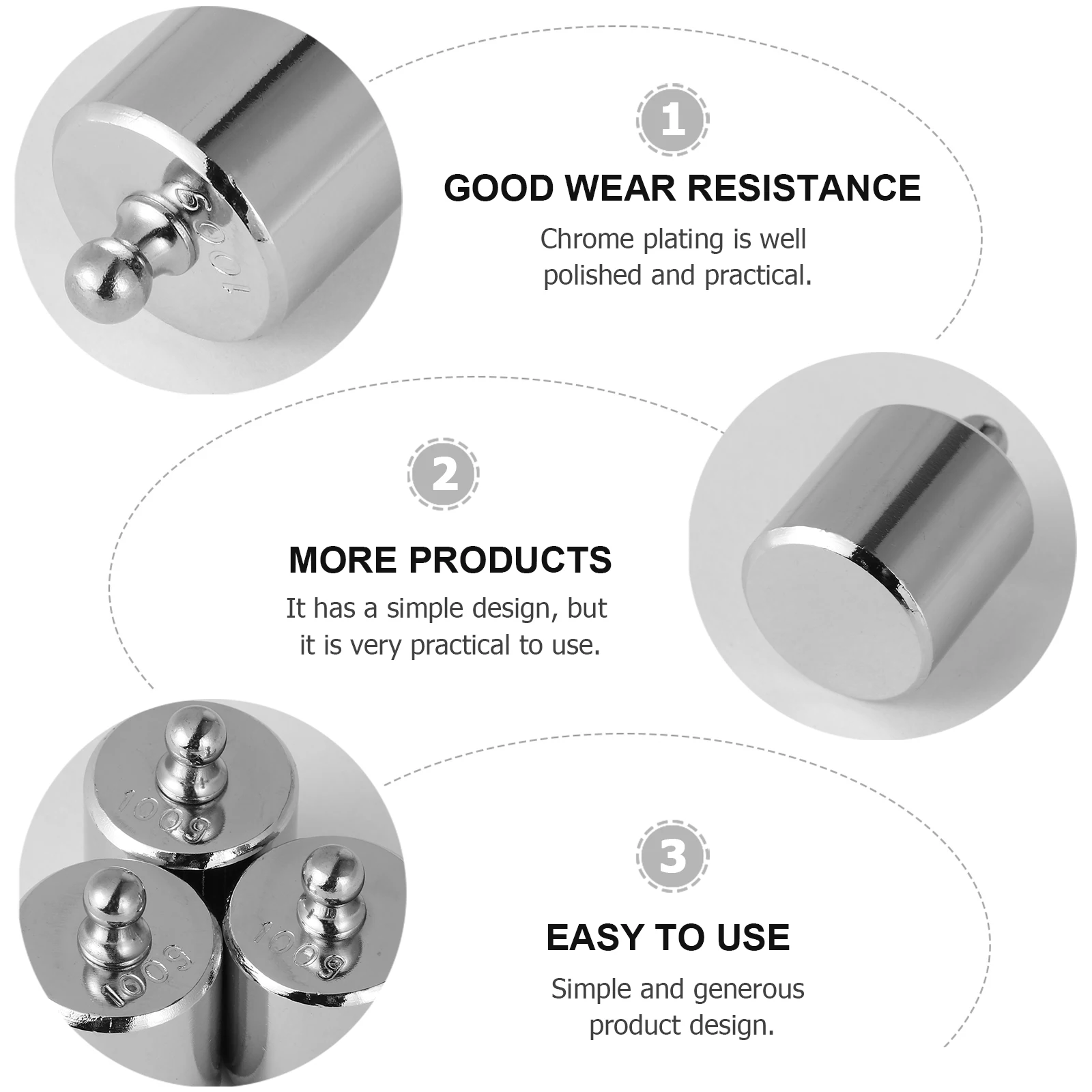

3 Pcs Calibration Weights Chromium Plated Steel High Precision Gram Scales Educational Instruments Electronic Scale Accessories