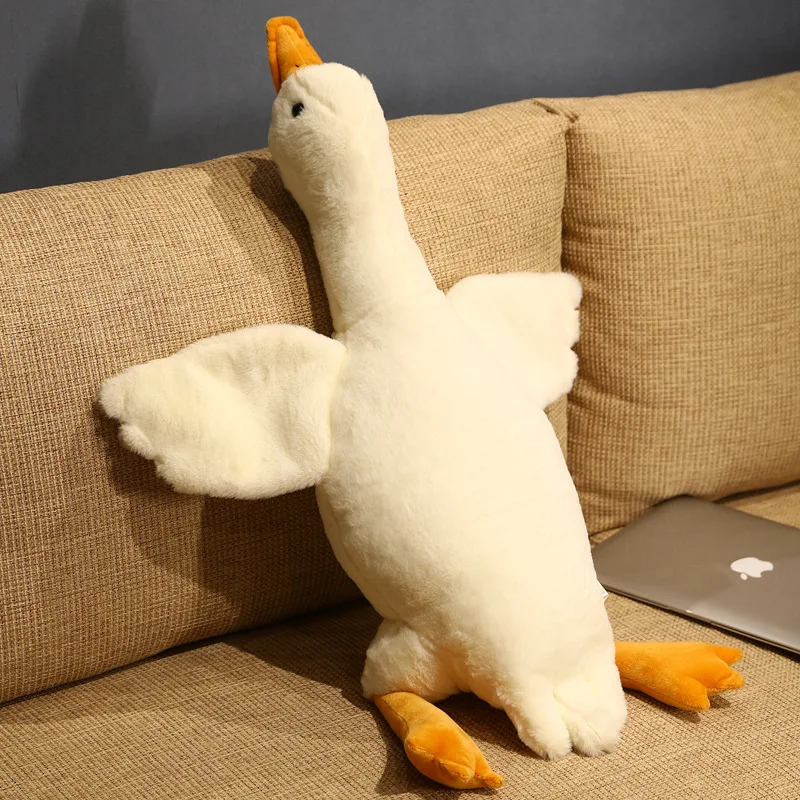 50-130cm White Goose Toy Stuffed Lifelike Big Wings Duck Hug Massage Throw Pillow Boyfriend Cushion For Girl