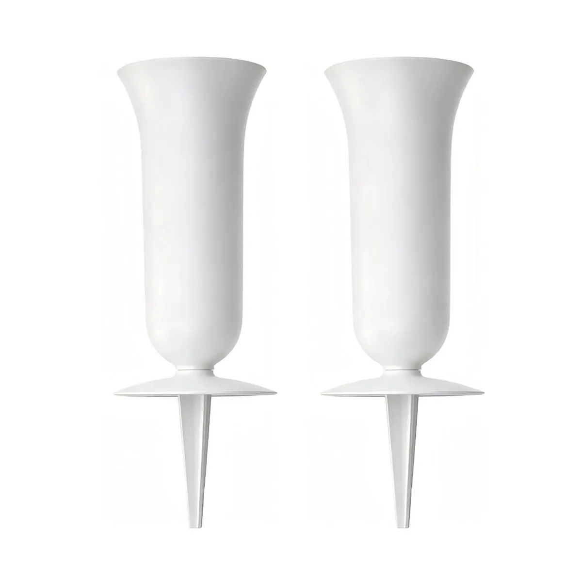 L70A 2PCS Memorial Cemetery Vases Outdoor Patio Vase Weatherproof Flower Holders with Ground Spikes for Graves Patio White