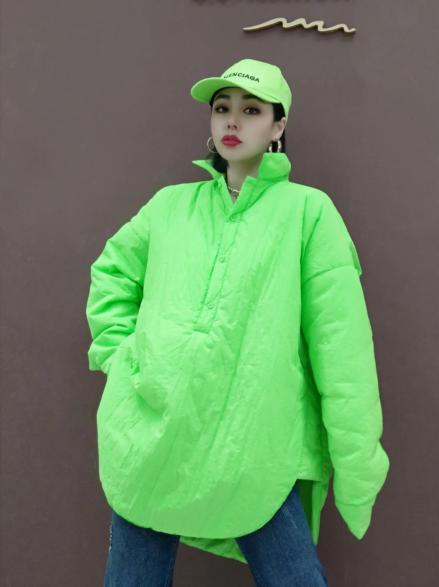 Vefadisa 2024 Spring Autumn Lapel Pullover Parkas Coat Loose Solid Color Thickening Patches Patches Jacket Green Women\'s LHX3987