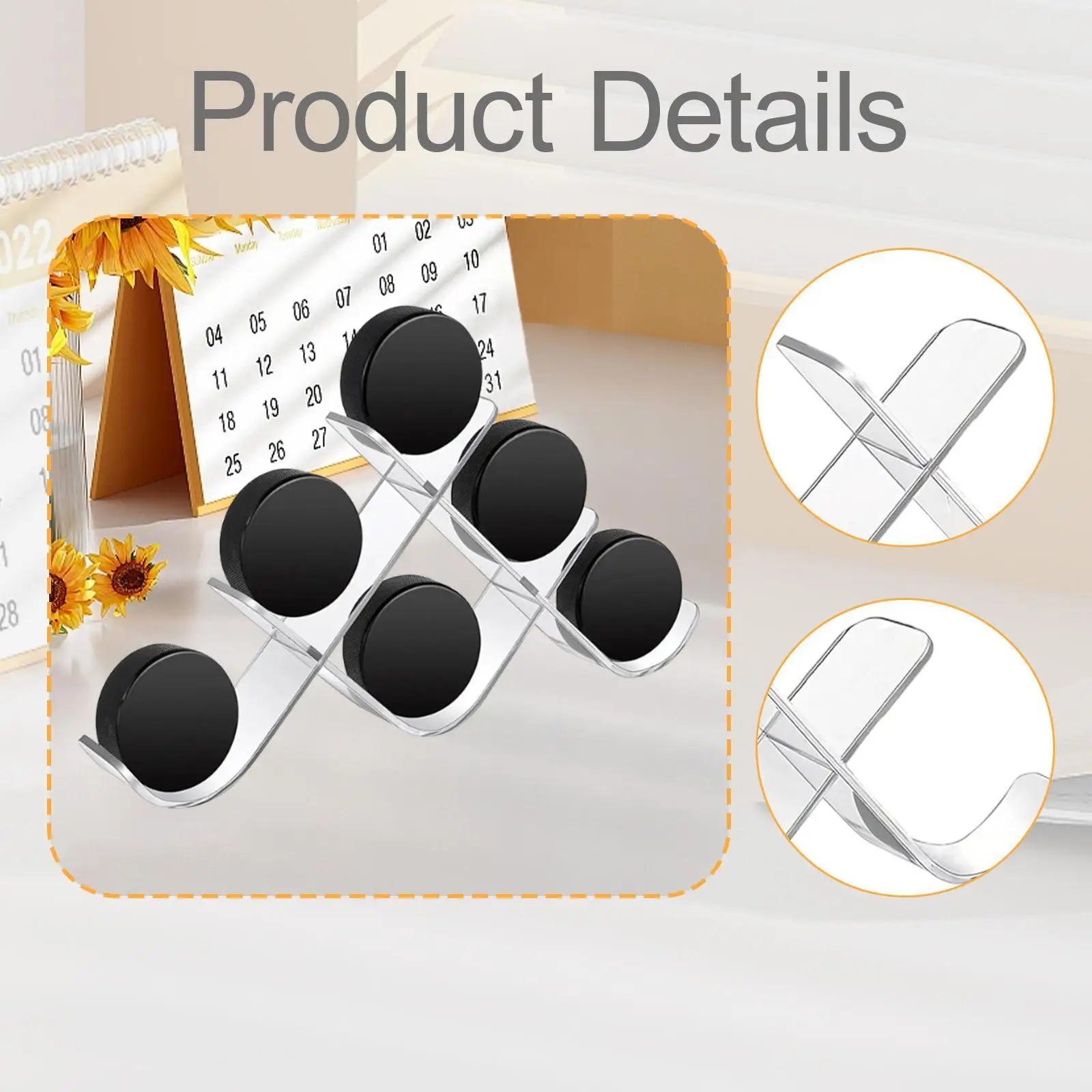 Stable Acrylic Hockey Puck Display Rack for Six Pucks Collector Case Holder for Sports Room or Office