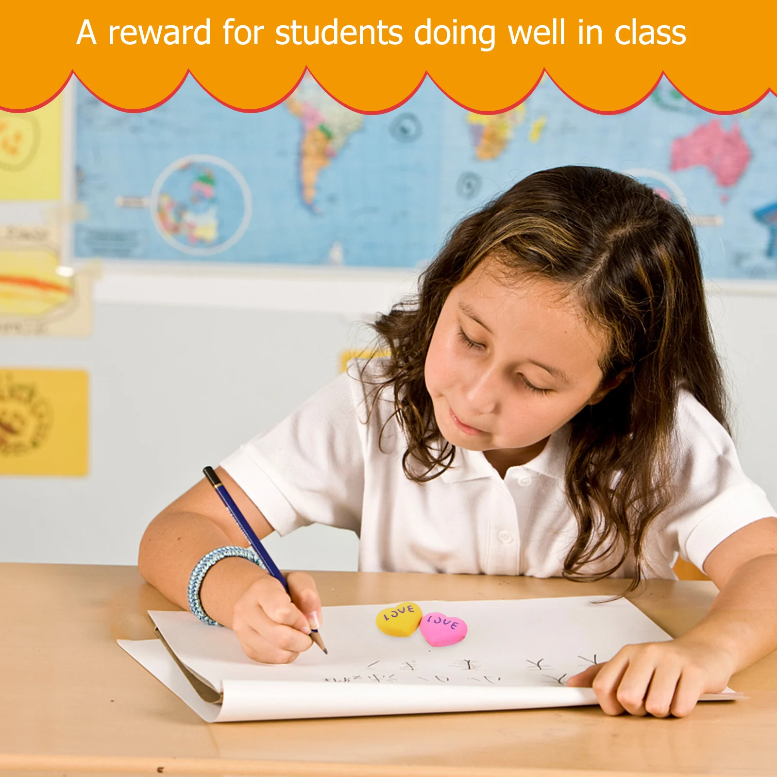 20 قطعة من ممحاة الرسوم المتحركة المطاطية على شكل قلب، إبداعية لطيفة صغيرة مبتكرة للفصول الدراسية