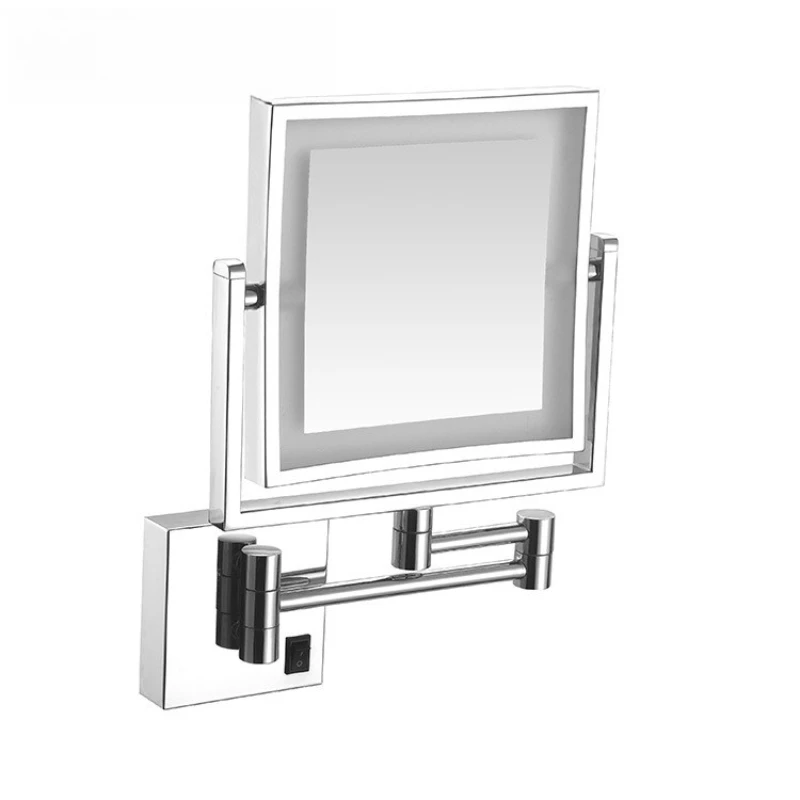 

Square Double Sided Bath Mirrors LED Bathroom Mirror Portable Folding Space Saving Wall Hanging Enlarged Mirror Household Using