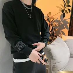 남성용 트렌디 브랜드 후드 맨투맨, 긴팔 티셔츠, 화이트 라운드 넥 탑, 커플 아우터, 가을 및 겨울