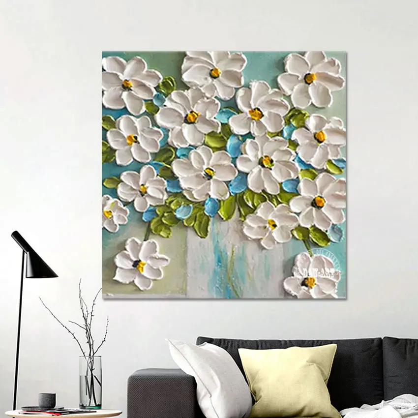 

Beautiful Flower Designs Canvas Painting Acrylic Knife Art Abstract Picture Abstract Frameless Thick Heavy Textured Hand Drawing