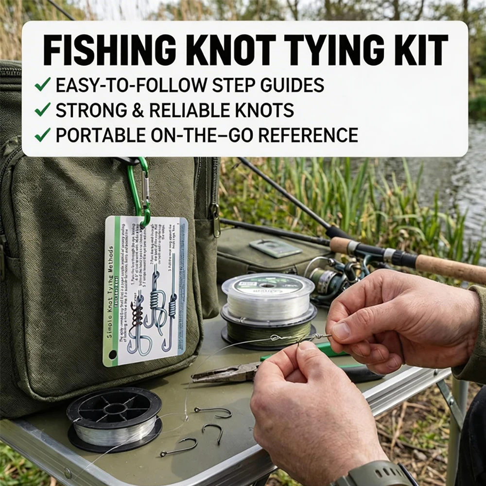 JSFUN Angelknoten-Verbindungskarten-Set mit Schlüsselanhänger-Clip, wasserdicht, tragbar, Angler-Referenz für Anfänger, Schritt-für-Schritt-Anleitung – Detail 2