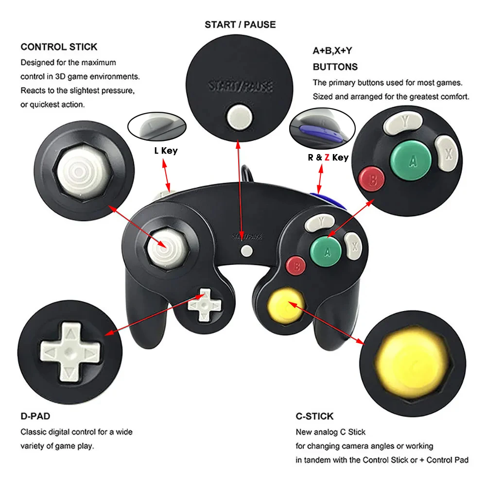 Full Button Set For NGC LR ABXY Z Keypad Button Thumbsticks Cap Cover For Nintend GameCube NGC D-Pad Power ON OFF Button Key