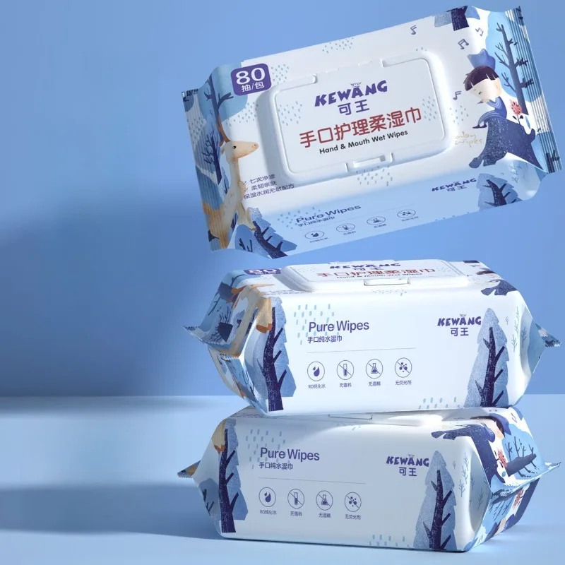 مناديل مبللة للأطفال 80 حقيبة كبيرة مضخة للعناية باليدين والفم مناديل مبللة لتنظيف النظافة يمكن التخلص منها