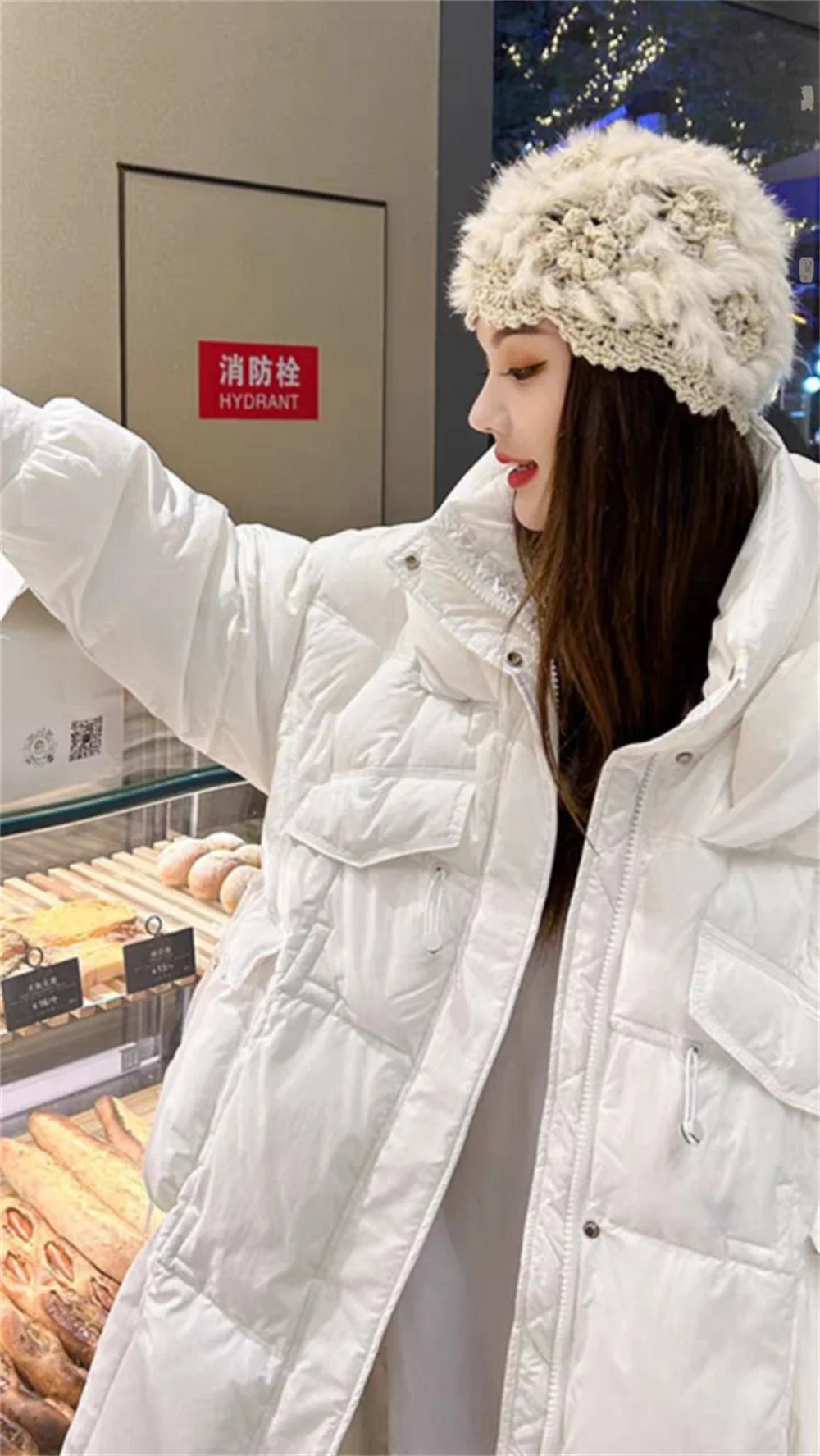 Long Down Jacket for Women, Warm Goose Down, Loose and Thickened, Korean Version, Winter, New, 2023